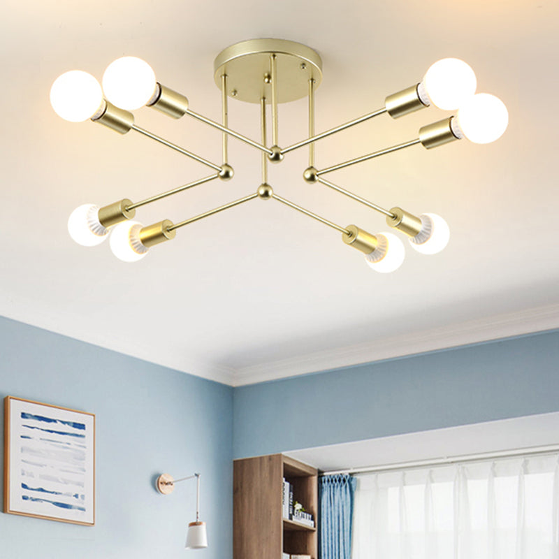 Metaal radiale kroonluchter verlichting eigentijds 8 koppen goud plafond hangend licht