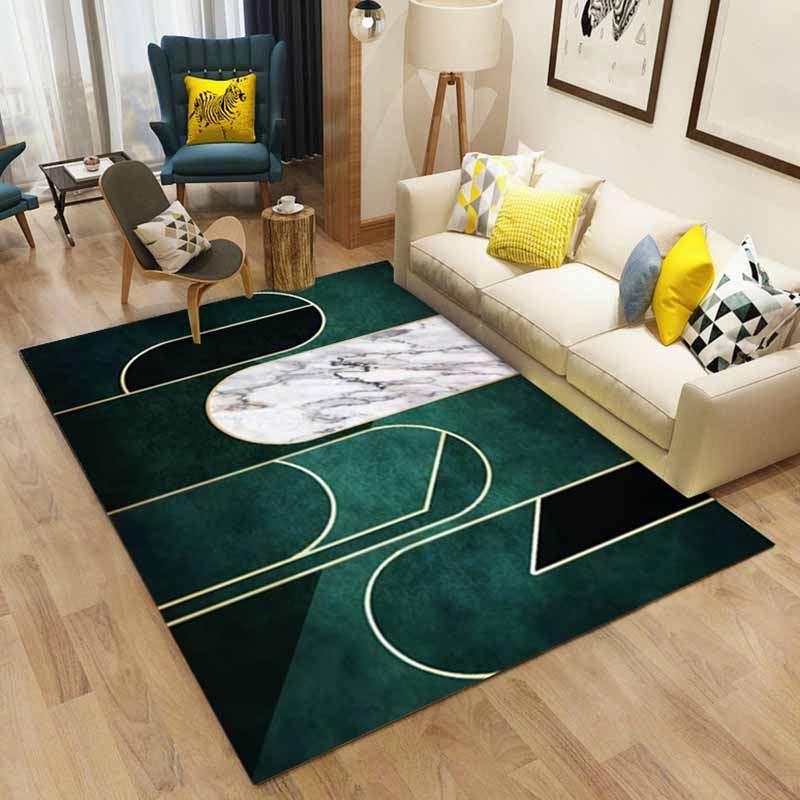 Minimalist Area Rug Color Block Carpet Polyester Anti-Slip Indoor Rug for Living Room