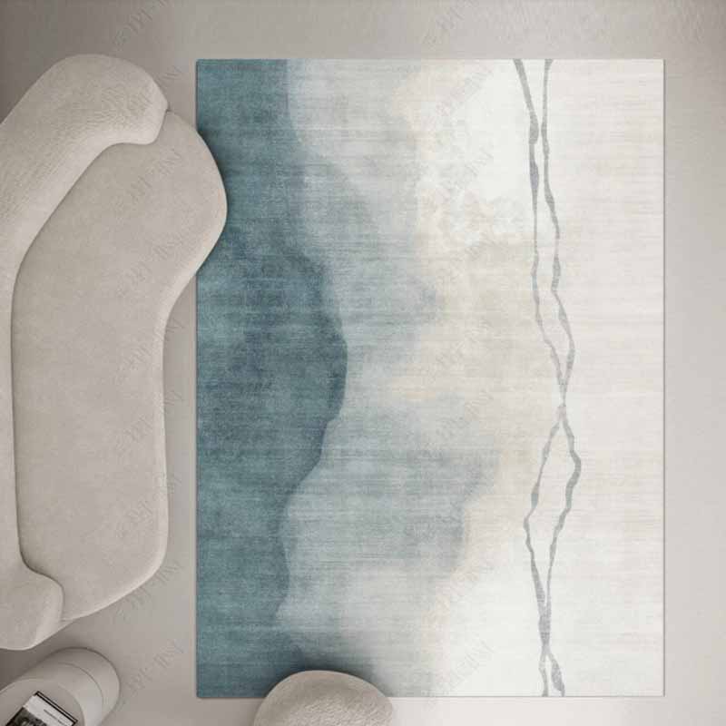 Modern Color-Blocked Area Carpet Grey Polyester Rug Non-Slip Backing Area Rug for Home Decor