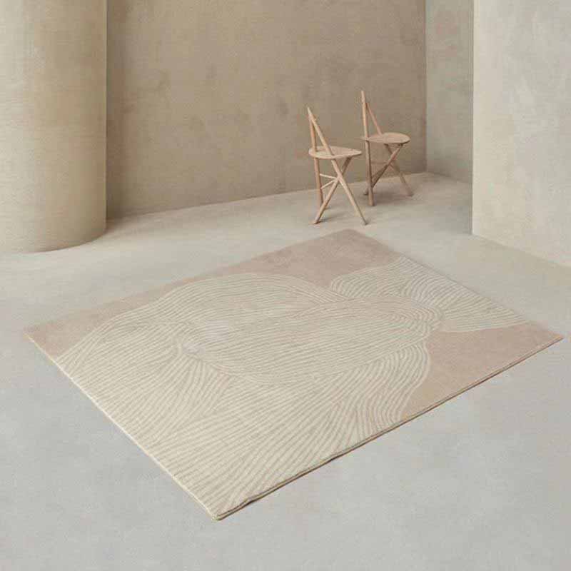 Simple Modern Carpet Beige Color Block Indoor Rug Anti-Slip Area Rug for Home Decoration