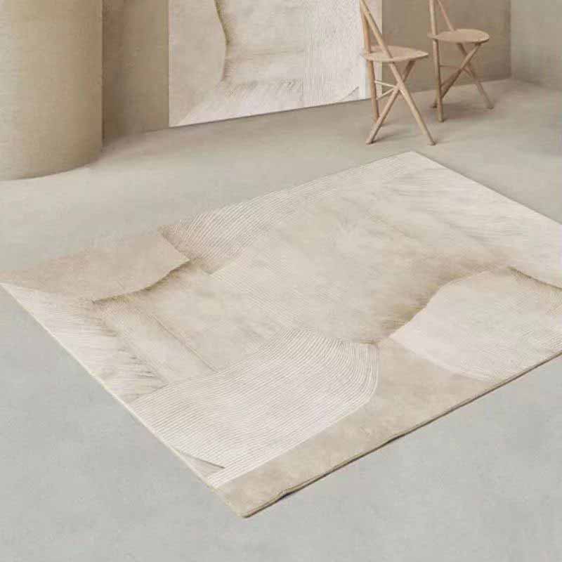 Schlichter, moderner Teppich, beige Farbblock-Innenteppich, rutschfester Teppich für die Heimdekoration