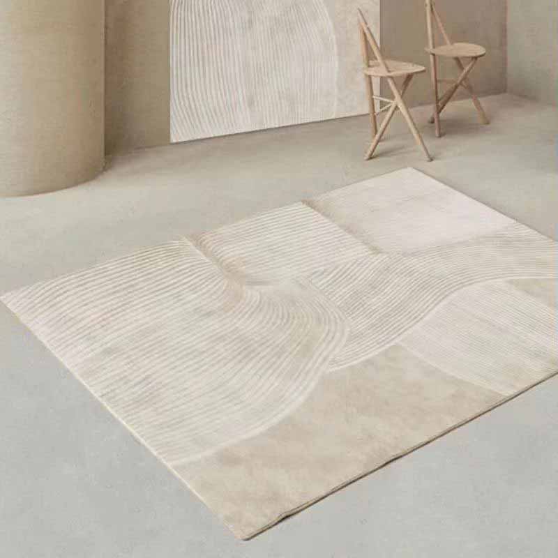 Schlichter, moderner Teppich, beige Farbblock-Innenteppich, rutschfester Teppich für die Heimdekoration