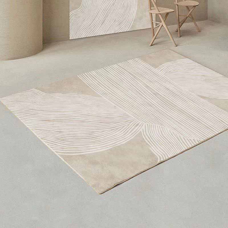 Schlichter, moderner Teppich, beige Farbblock-Innenteppich, rutschfester Teppich für die Heimdekoration
