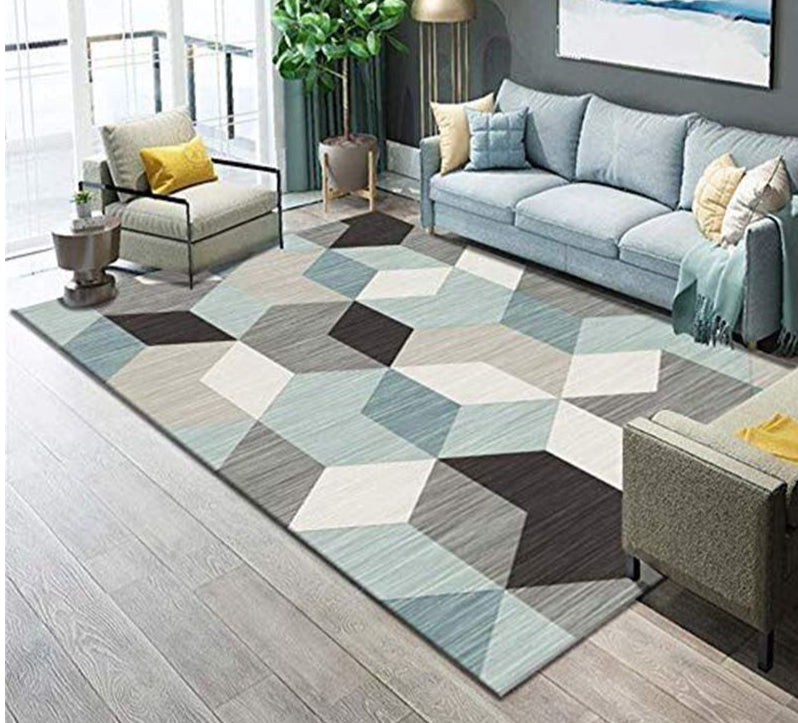 Casual Geometric Rug Pink Polyester Area Carpet Washable Indoor Rug for Home Decoration