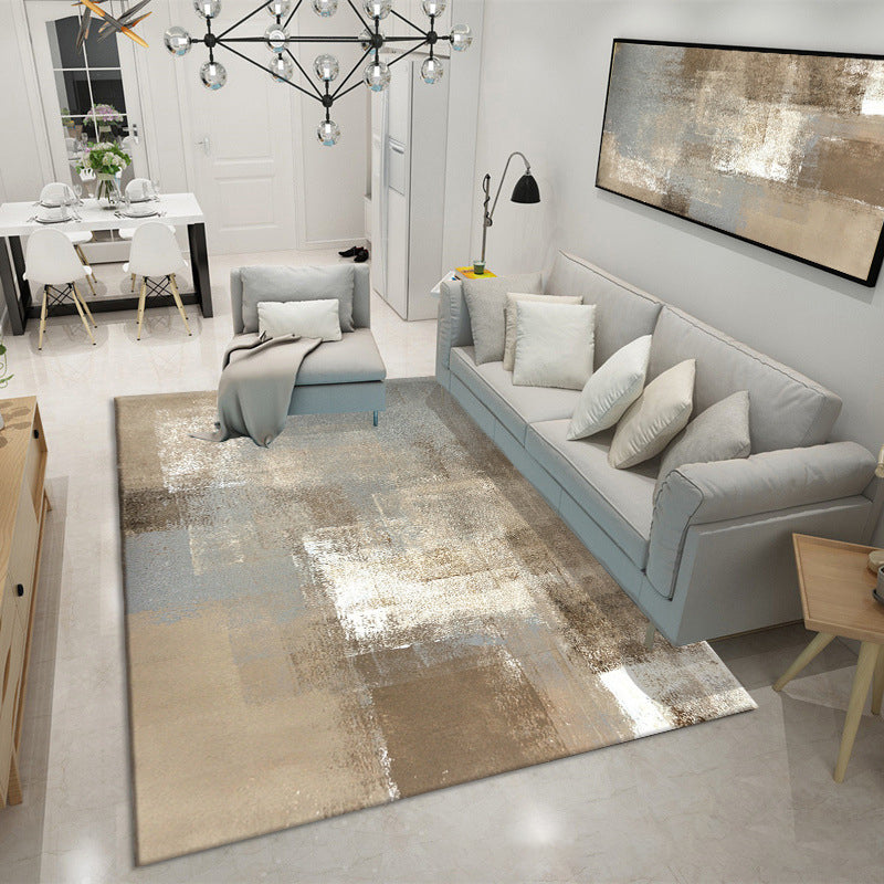 Brown Modern Indoor Carpet Polyester Abstract Area Rug Anti-Split Carpet for Indoor Room
