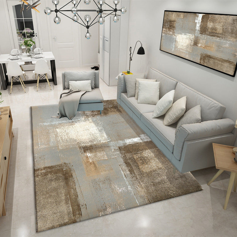 Brown Modern Indoor Carpet Polyester Abstract Area Rug Anti-Split Carpet for Indoor Room