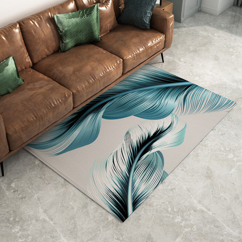 Casual Plants Area Rug Green Polyester Indoor Carpet Non-Split Rug for Indoor Room