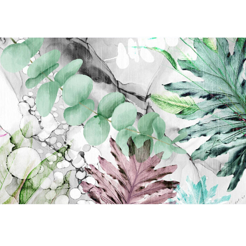 Green Modern Indoor Rug Polyester Plants Area Carpet Washable Carpet for Home Decor