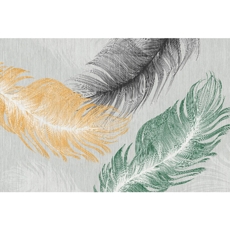 Green Modern Indoor Rug Polyester Plants Area Carpet Washable Carpet for Home Decor