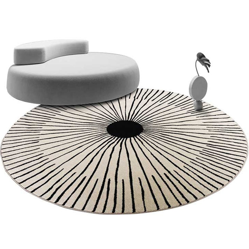 Postmodern Indoor Carpet Black and White Polyester Rug Washable Area Rug for Living Room