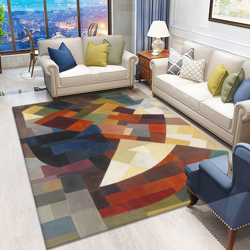 Blue Contemporary Carpet Polyester Abstract Rug Anti-Split Backing Indoor Carpet for Home Decor