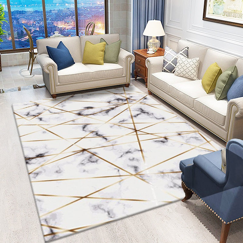 Blue Contemporary Carpet Polyester Abstract Rug Anti-Split Backing Indoor Carpet for Home Decor
