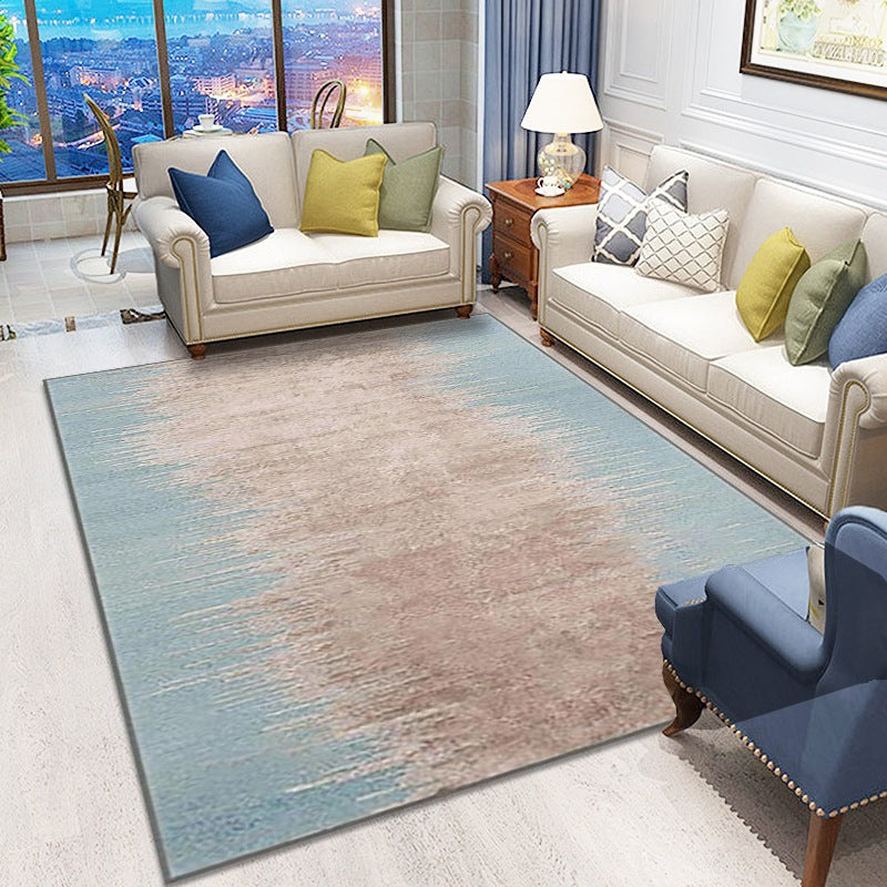 Blue Contemporary Carpet Polyester Abstract Rug Anti-Split Backing Indoor Carpet for Home Decor