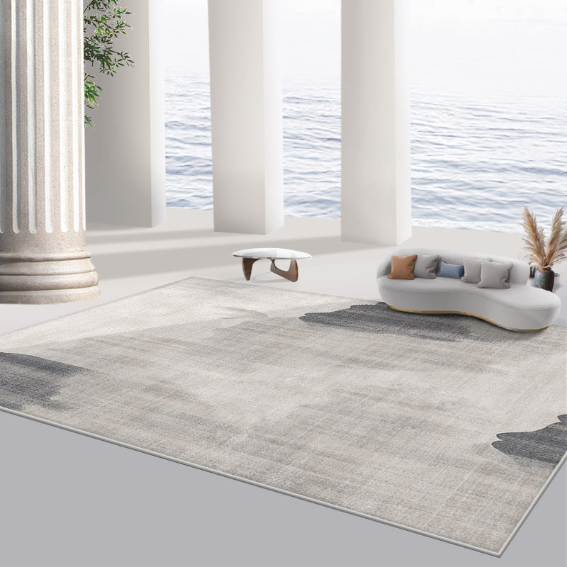Stylish Grey Tye Dye Carpet Polyester Modern Area Rug Anti-Slip Washable Rug for Home Decor