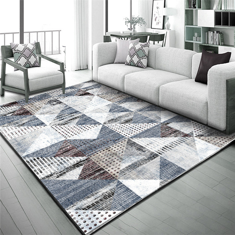 Modern Geometric Area Carpet Green Polyester Indoor Rug Non-Slip Area Rug for Home Decor