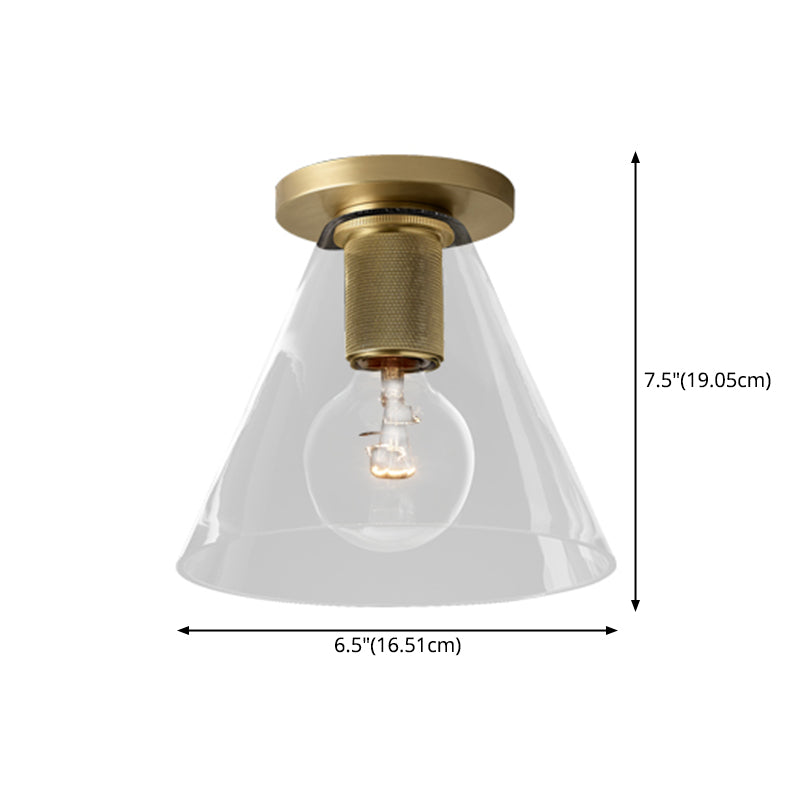 Moderne, beknopte geometrische inbouw smeedijzeren plafondlamp met helderglazen kap
