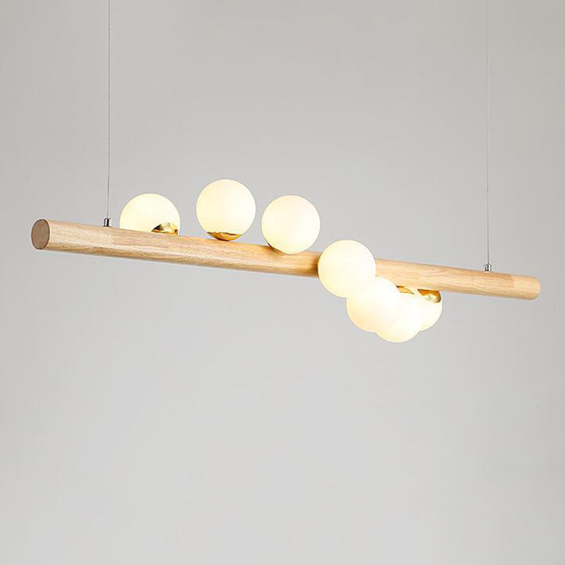 Luz de la isla de color log de madera en la simplicidad moderna Lámpara colgante de hierro forjado con sombra de vidrio