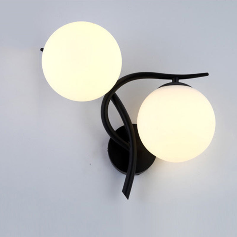 2-Light Glass Wall Lamp in Modern Creative Style Wrought Iron Wall Sconce for Interior Spaces