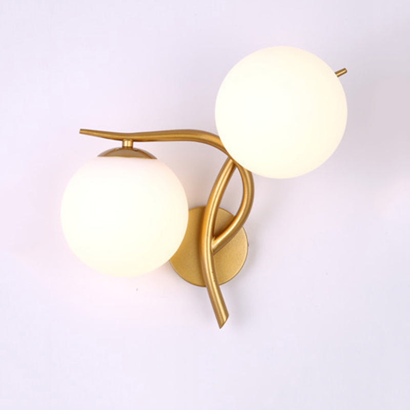 2-Light Glass Wall Lamp in Modern Creative Style Wrought Iron Wall Sconce for Interior Spaces