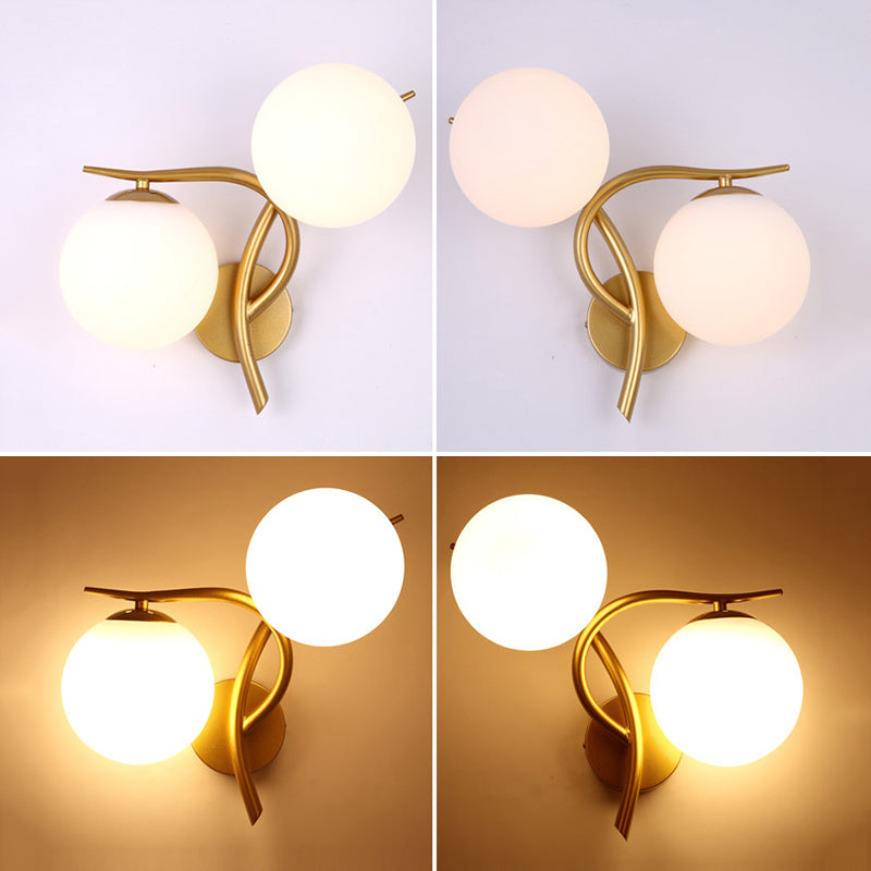 2-Light Glass Wall Lamp in Modern Creative Style Wrought Iron Wall Sconce for Interior Spaces
