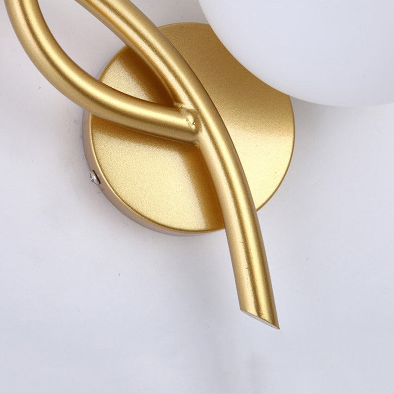 2-Light Glass Wall Lamp in Modern Creative Style Wrought Iron Wall Sconce for Interior Spaces