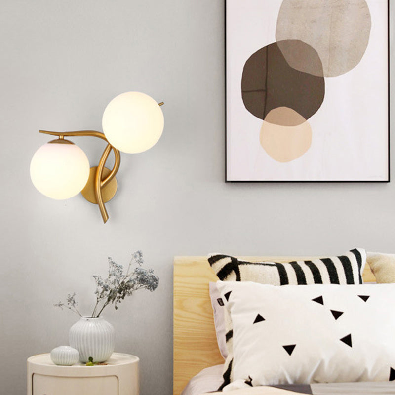 2-Light Glass Wall Lamp in Modern Creative Style Wrought Iron Wall Sconce for Interior Spaces