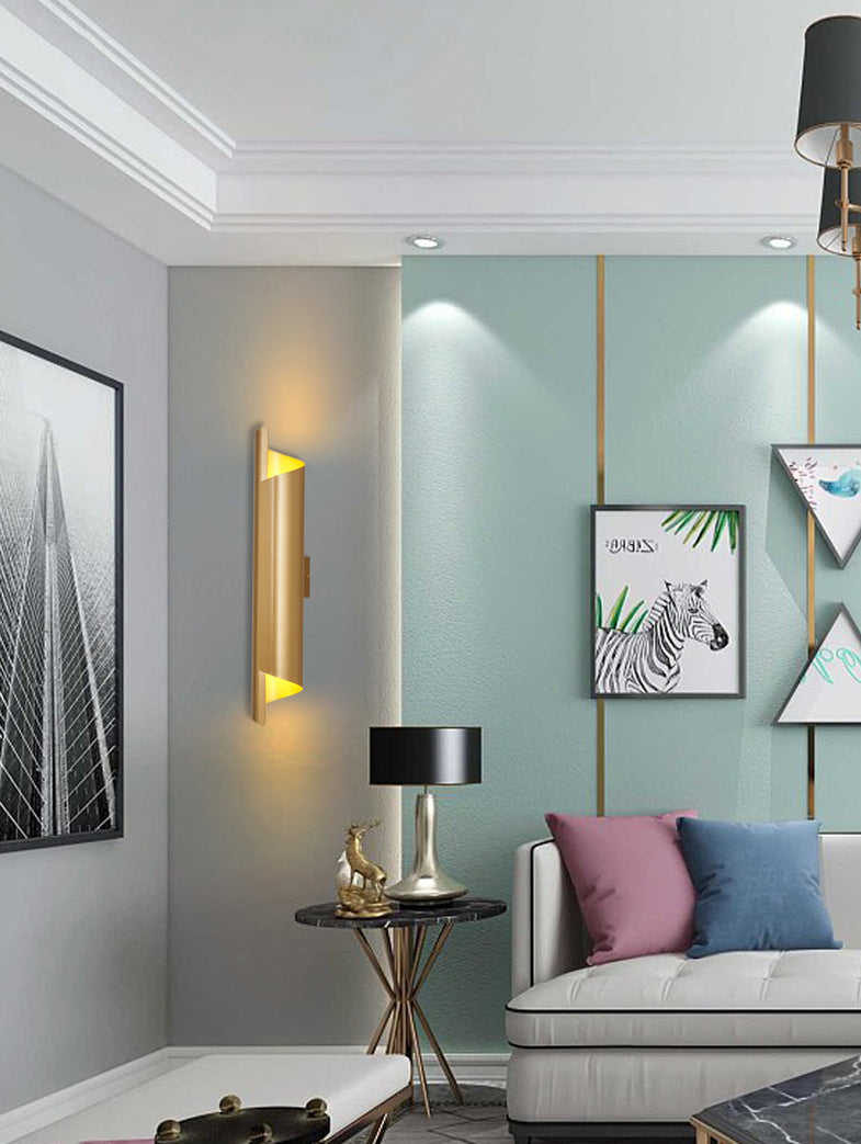 Modern Artistic Cylindrical Wall Sconce Wrought Iron Wall Lamp for Interior Spaces