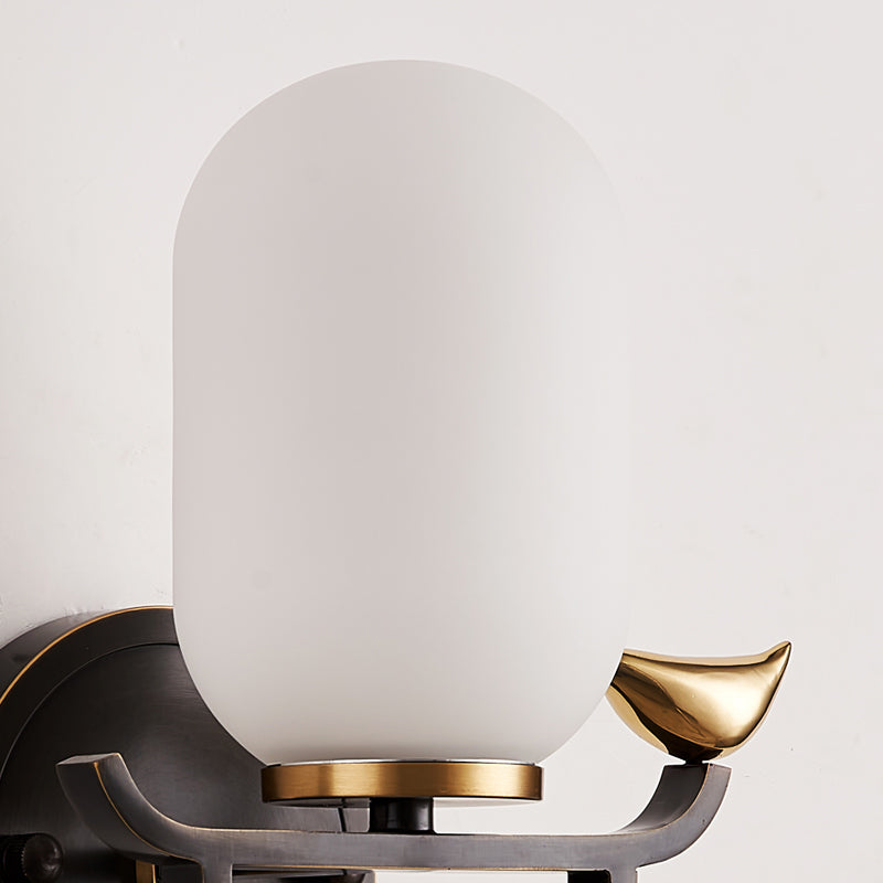 Gold Contemporary Sconce Light Fixtures White Glass Wall Lamp Sconce for Living Room