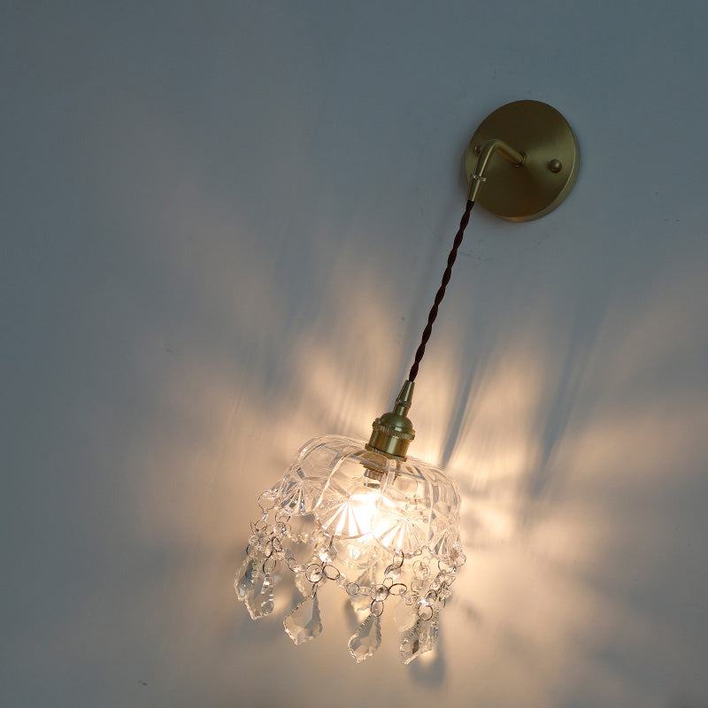 1-Light Modern Nordic Gold Wall Lights Glass Wall Mounted Lamps for Bedroom