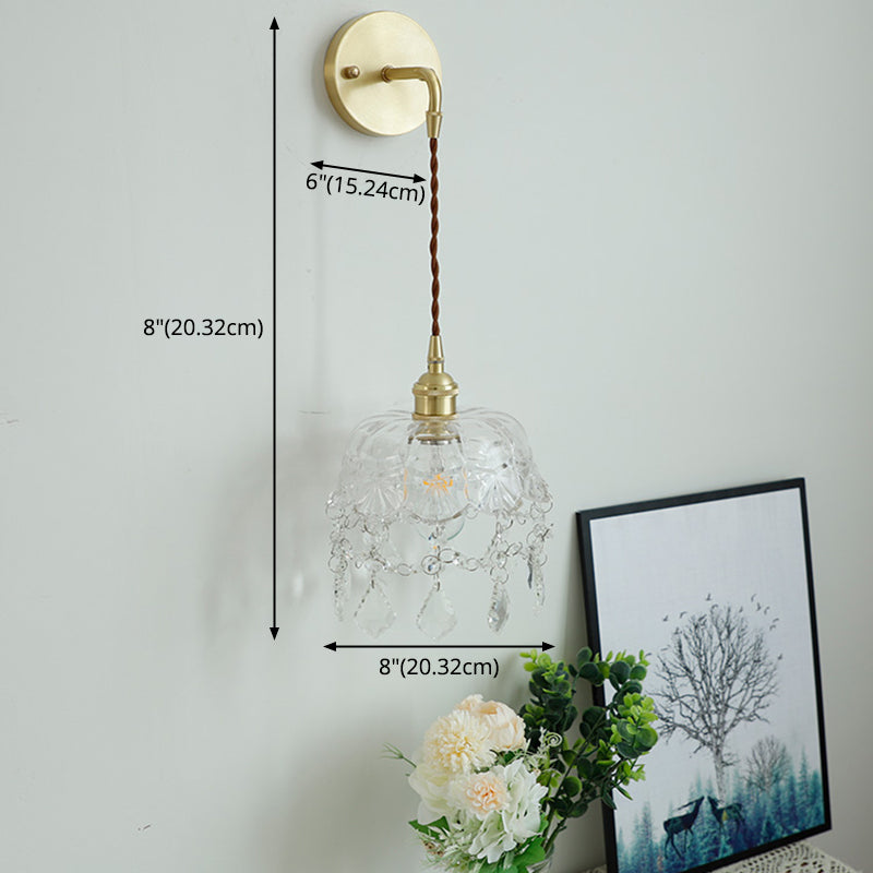 1-Light Modern Nordic Gold Wall Lights Glass Wall Mounted Lamps for Bedroom