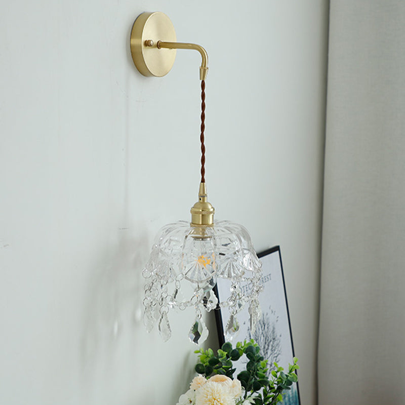 1-Light Modern Nordic Gold Wall Lights Glass Wall Mounted Lamps for Bedroom