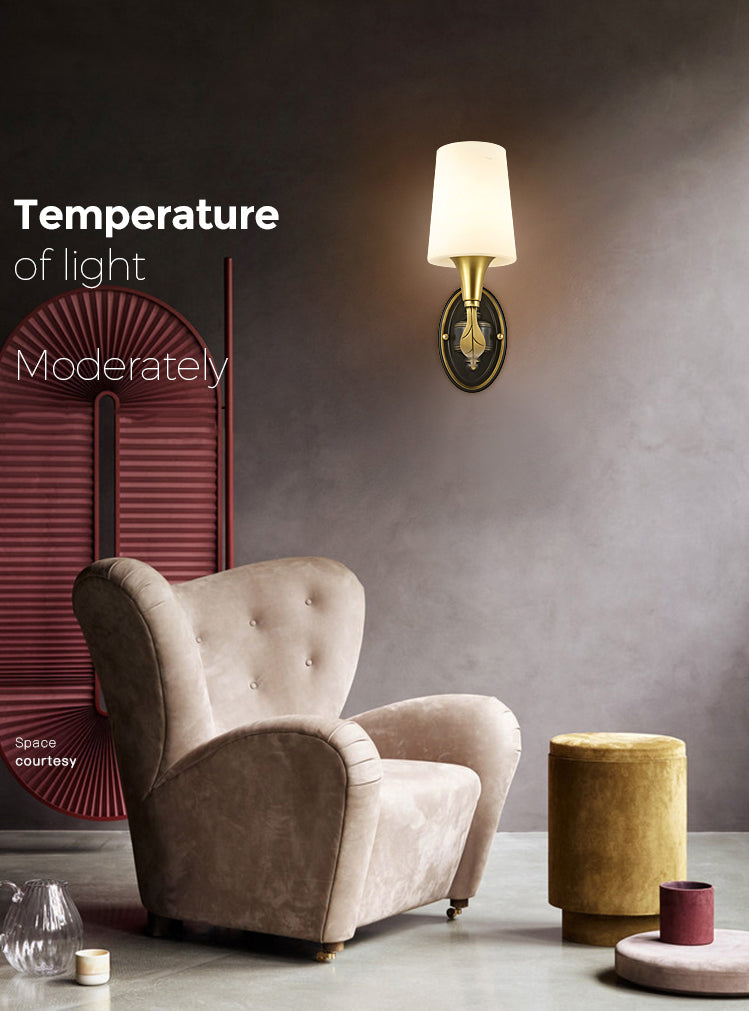 Cone Brass Wall Lamps 1-Light Modern Nordic Wall Mount Lamp for Bedroom