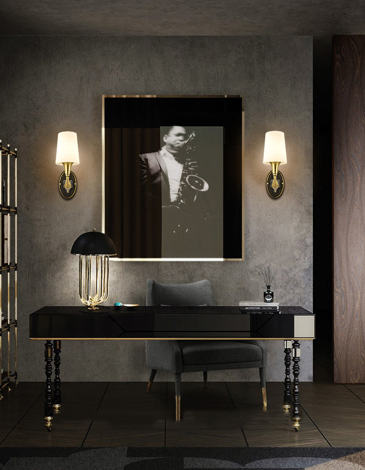 Cone Brass Wall Lamps 1-Light Modern Nordic Wall Mount Lamp for Bedroom