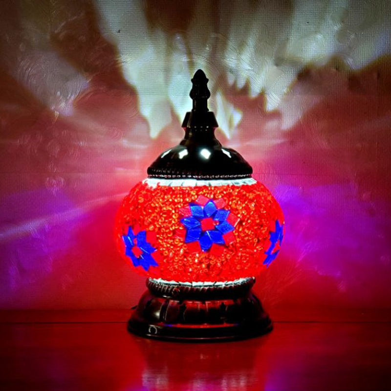 Mosaic Stained Glass Globe Nightstand Light Moroccan 1 Bulb Bedroom Table Light