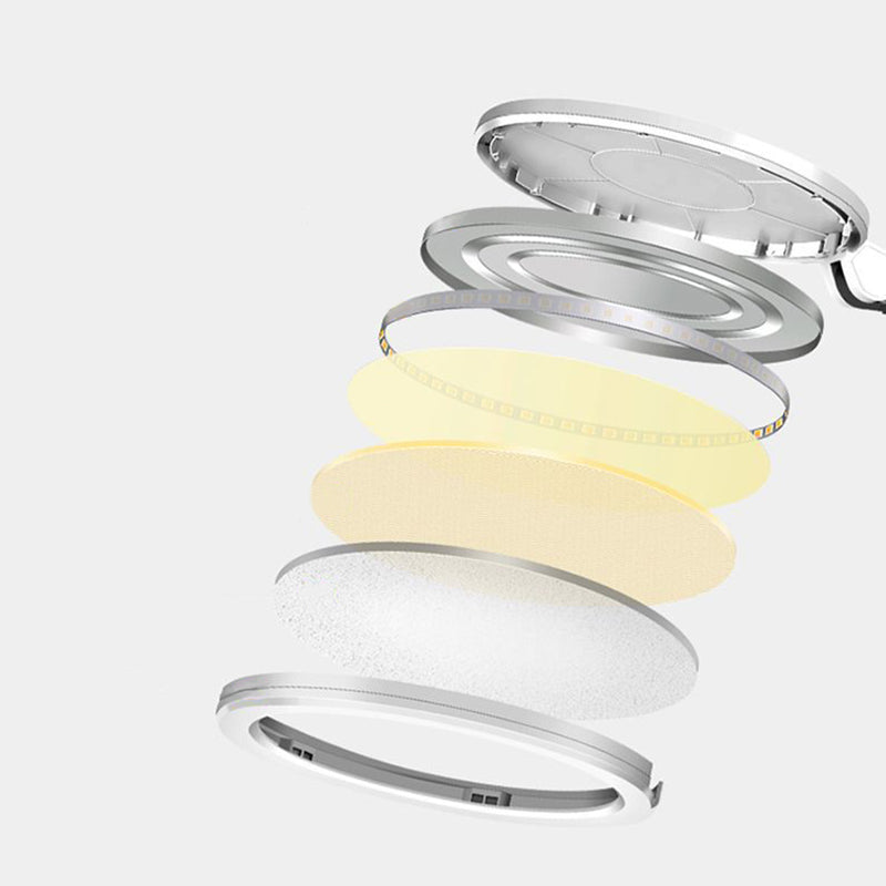 White Circular Rechargeable Desk Lamp Minimalist LED Plastic Reading Book Light for Bedroom