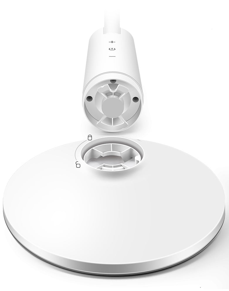 White Circular Rechargeable Desk Lamp Minimalist LED Plastic Reading Book Light for Bedroom