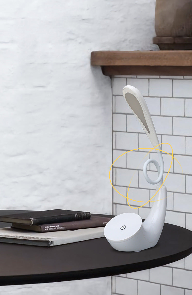 Plastic Flexible Arm Desk Lamp Minimalist LED Rechargeable Reading Light with Touch Control