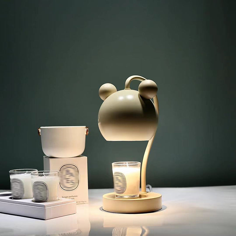 Macaron Melting Wax Warmer Table Lamp Metallic 1-Light Bedroom Nightstand Light with Dome Shade