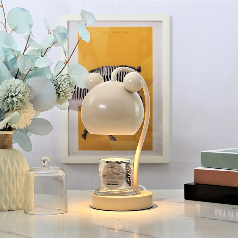 Macaron Melting Wax Warmer Table Lamp Metallic 1-Light Bedroom Nightstand Light with Dome Shade