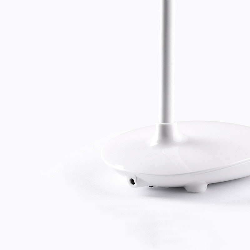 White Bud Shaped USB Study Lamp Modern Plastic LED Desk Light with Flexible Gooseneck Arm