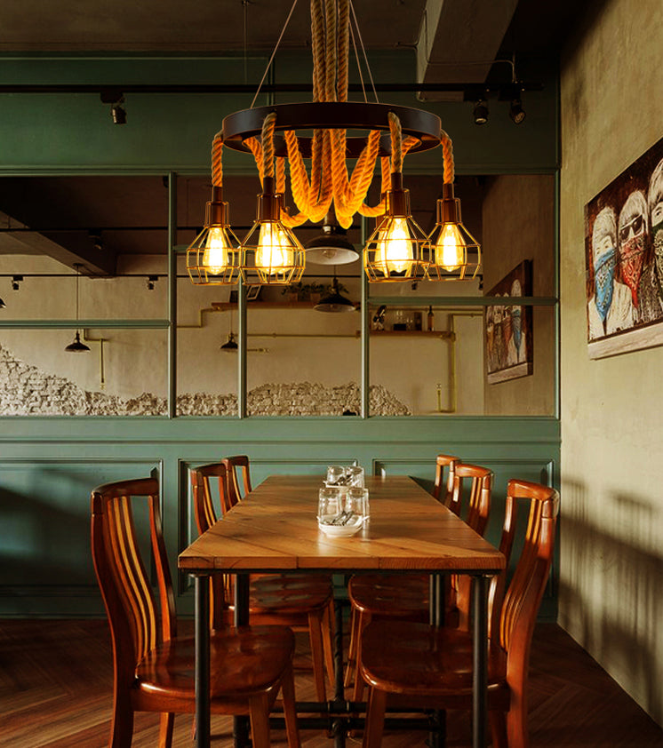 Lámpara de techo de bronce colgante de madera de estilo industrial lámpara colgante para barra