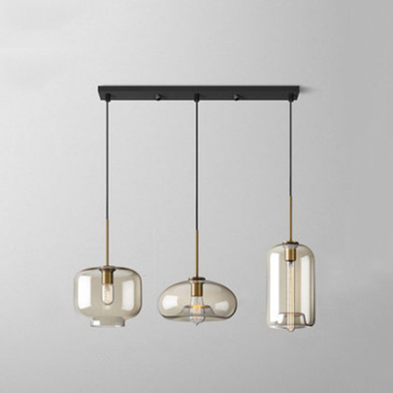 3 Lights Hanging Ceiling Lights Contemporary Glass Hanging Pendant Lights for Restaurant