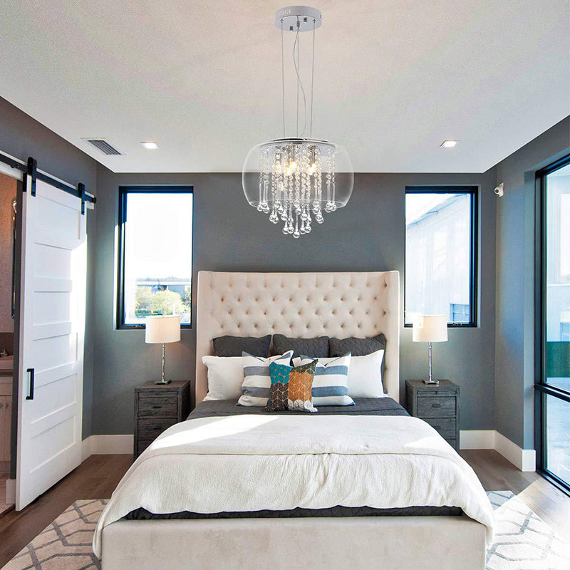 Ultra-modern Simplicity Drum Multi Light Pendant Glass Suspension Pendant Light for Restaurant