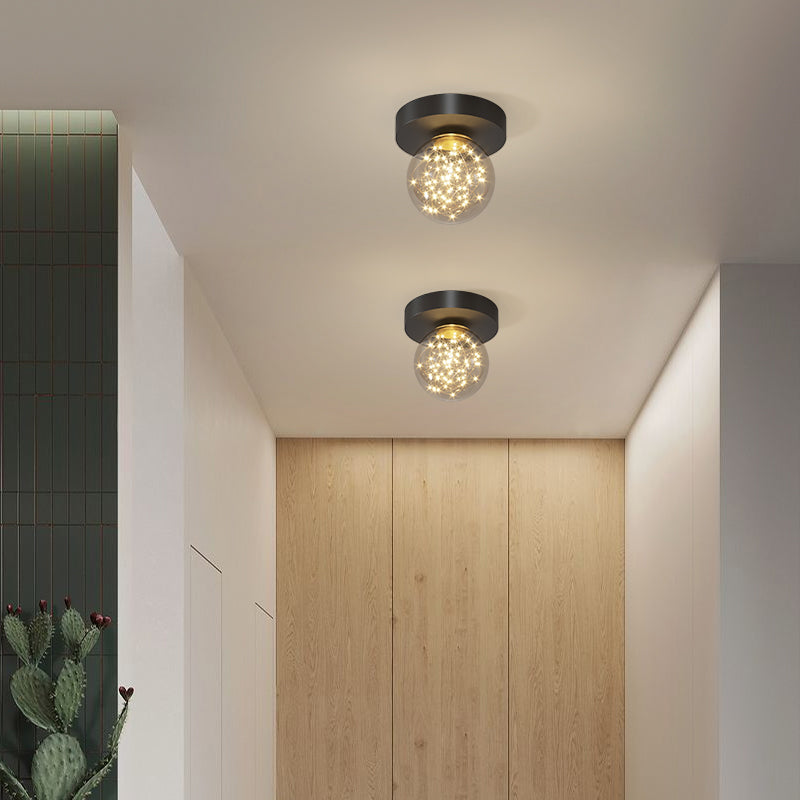 Global Glass Plafonnier moderne à 1 lumière à montage encastré à LED pour couloir