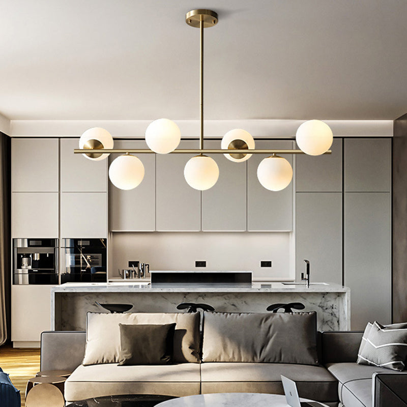 Luce isola a 7 luci d'oro nella moderna luce a sospensione di rame Sputnik in stile creativo con tonalità di vetro