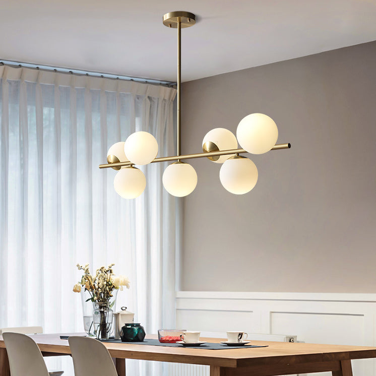 Luce isola a 7 luci d'oro nella moderna luce a sospensione di rame Sputnik in stile creativo con tonalità di vetro