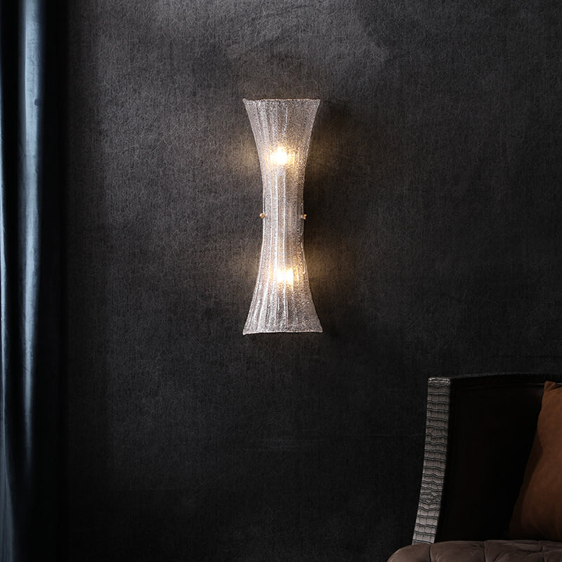 2 luces iluminación de apliques de pared tradicional vidrio transparente de vidrio con curvas curvas de pared para dormitorio