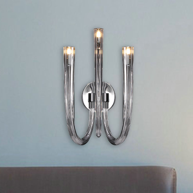 Lampada a monte a parete curva in vetro trasparente semplice 3/5 luci a led lampada da parete camera da parete
