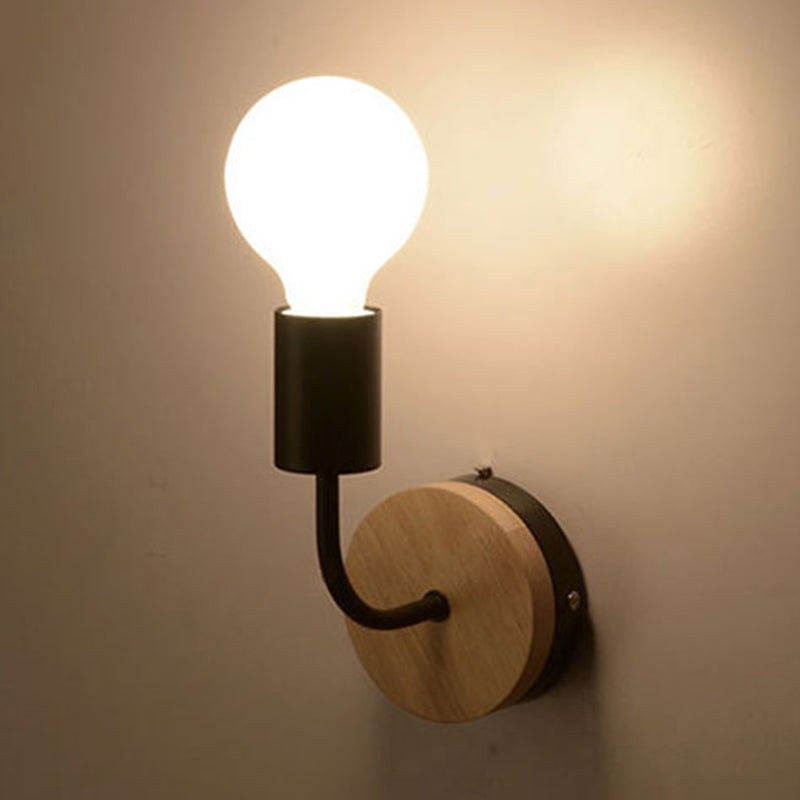 No-Bulb Sconce Light Fixture Contemporary Style Wood Bedroom Wall Mount Light Fixture