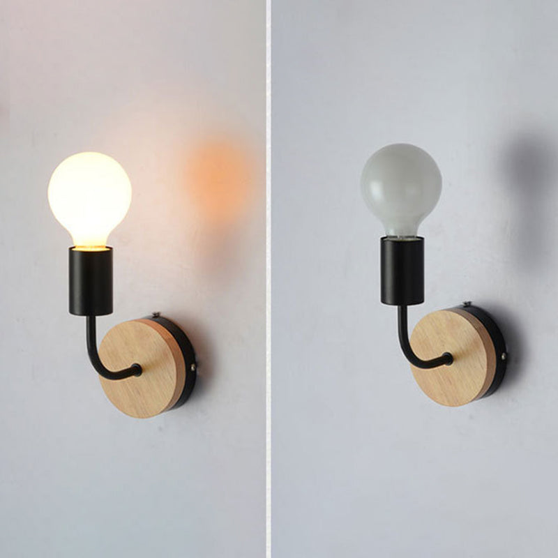 No-Bulb Sconce Light Fixture Contemporary Style Wood Bedroom Wall Mount Light Fixture